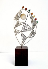 Shakil Ismail, 8.5 x 17 Inch, Metal Sculpture with Agate Stone, Sculpture, AC-SKL-126